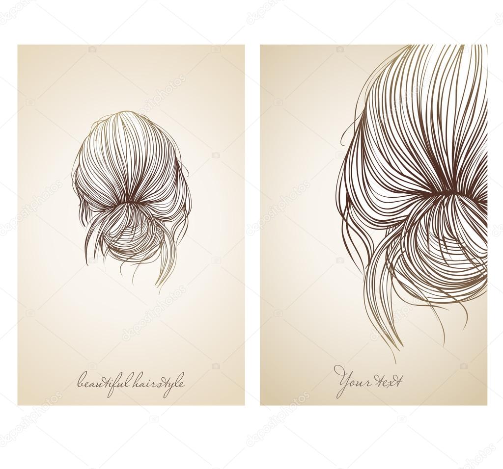 Vector illustration of  beautiful female hairstyle.