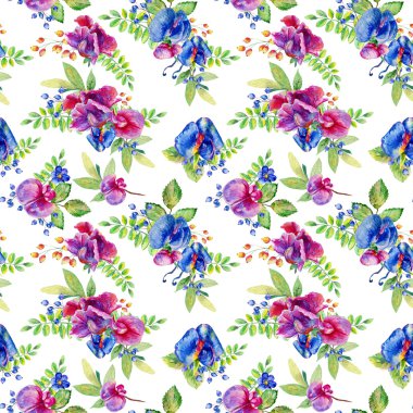 Pembe ile Seamless Modeli mavi tatlı bezelye, Lathyrus odoratus, l