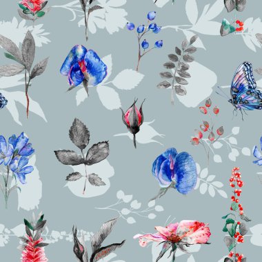 Mavi bezelye, Lathyrus odoratus, ile Seamless Modeli bırakır.