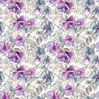 Pembe ile Seamless Modeli mavi tatlı bezelye, Lathyrus odoratus, l