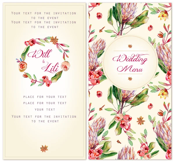 Set of templates for celebration. Watercolor illustrations  pink — Stock Photo, Image