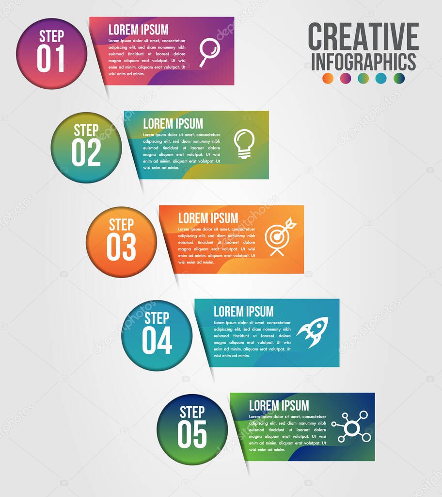 Business infographics 5 step options vector illustration and design template with road timeline.Can be used for communication connect, workflow layout, banner, diagram, number, web design.