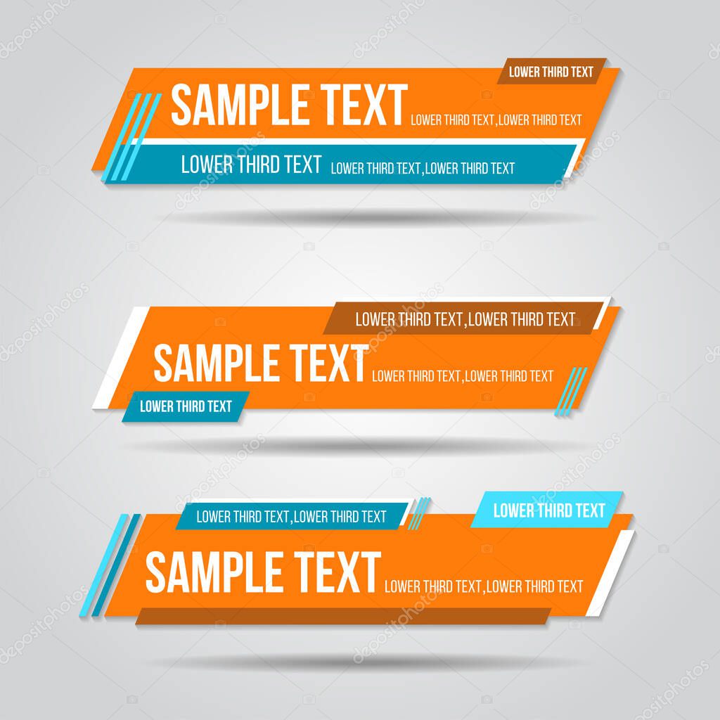 Lower third colorful tv design template modern contemporary. Set of banners bar screen broadcast bar name. Collection of lower third for video editing on transparent background.