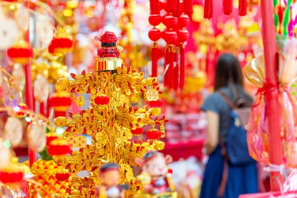 Outdoor Asia Spring Lunar Chinese New Year Ornaments Decorations Red — Stock Photo, Image