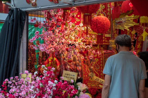 Outdoor Asia Spring Lunar Chinese New Year Díszek Dekoráció Vöröset — Stock Fotó