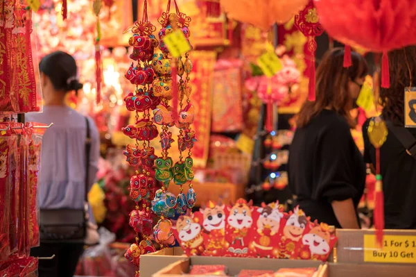 Outdoor Asia Spring Lunar Chinese New Year Ornaments Decorations Red — Stock Photo, Image