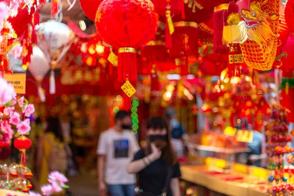 Outdoor Asia Spring Lunar Chinese New Year Ornamente Dekorationen Rot — Stockfoto