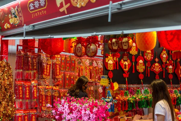 Outdoor Asia Spring Lunar Chinese New Year Ornaments Decorations Red — Stock Photo, Image