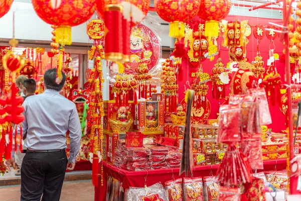 Outdoor Asia Spring Lunar Chinese New Year Díszek Dekoráció Vöröset — Stock Fotó