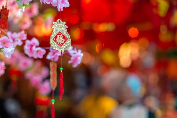 Открытый Азия Весна Лунный Китайские Новогодние Украшения Красный Считается Счастливым Лицензионные Стоковые Изображения