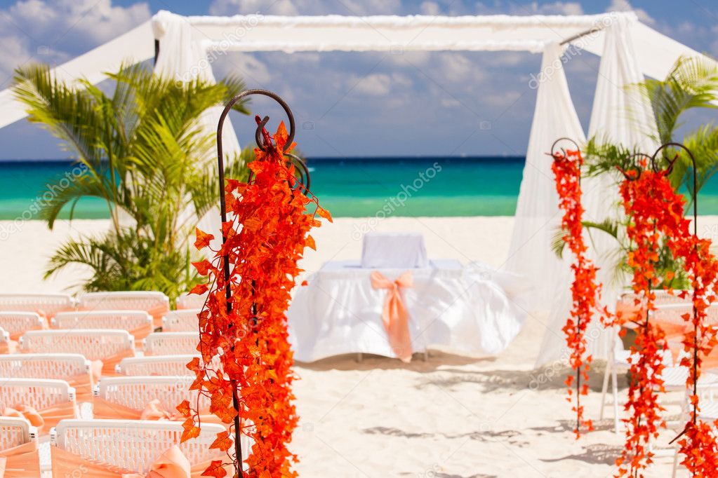 Wedding preparation on Mexican beach