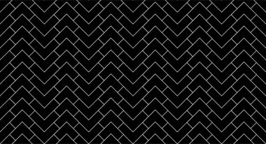 Geometrik doku, doğrusal soyut model siyah vektör deseni tekrarlanıyor. Mutfak için çapraz tuğla döşeme İskandinav tarzı tuğla arka planı Herringbone desenini geri sıçratır.