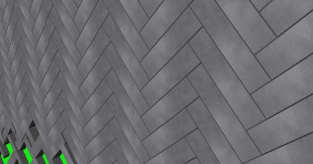 3D Herringbone styl bloky budovy. Na zeleném pozadí. — Stock video