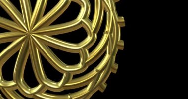 Üç boyutlu altın mandala. Soyut süslemeli dijital el altın rengi mandala görüntüsü çizdi. Çiçek mahsulü dekoratif elementin doğudaki İslami deseni