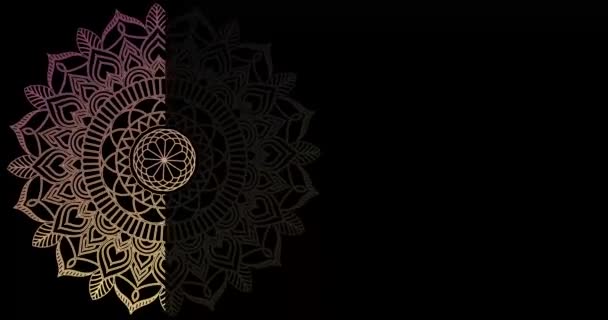 Mandala Und Schwarzer Hintergrund Folk Luxus Animation Für Yoga Design — Stockvideo