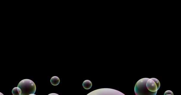 Bubliny Pohybující Vodě Zpomaleně Abstraktní Černé Pozadí Bezešvé Smyčky Mýdlové — Stock video