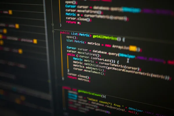 Lines of code on computer screen — Stock Photo, Image
