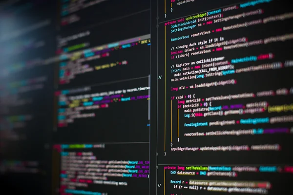 Lines of code on computer screen — Stock Photo, Image