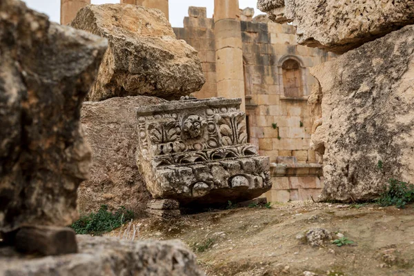 Elementos Pilares Antigos Antiga Cidade Romana Gerasa Jerash Jordânia — Fotografia de Stock