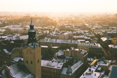 Lviv şehir havadan görünümü