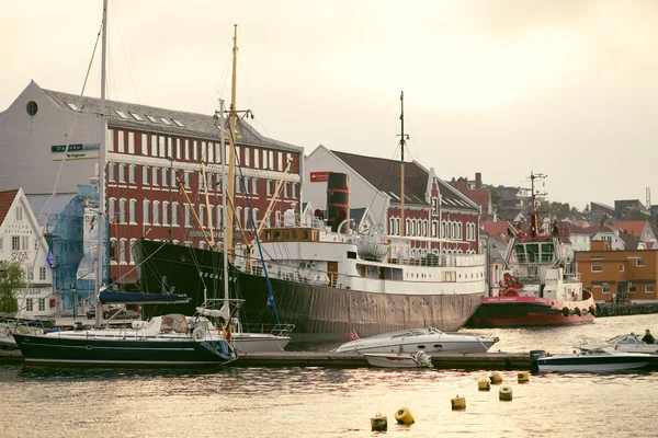 Ship and yachts in the port of Stavanger — стокове фото