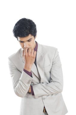 bir iş adamı, düşünüyor Close-Up