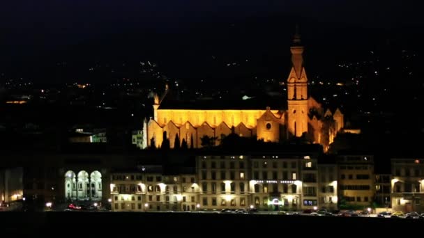 Florença iluminada à noite — Vídeo de Stock