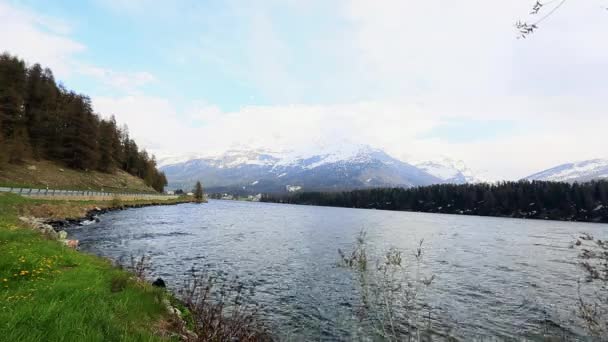 Lago St. Moritz en Engadine Valley — Vídeo de stock