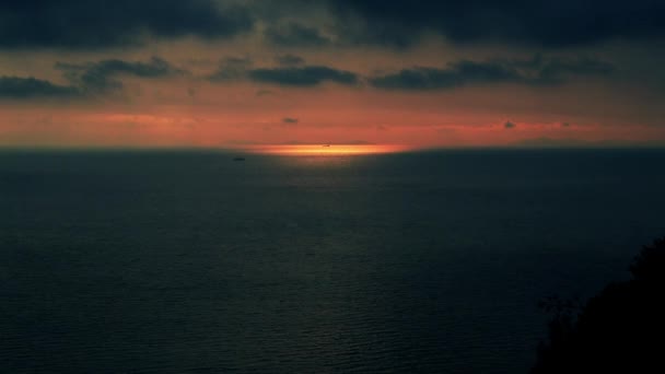第勒尼安海海上日落 — 图库视频影像