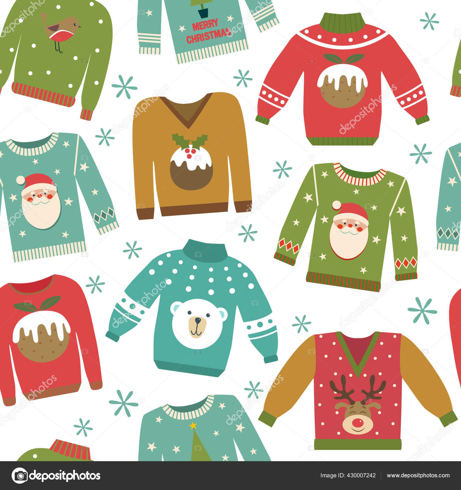 Cute Seamless Pattern Ugly Christmas Sweaters Stock Vector Image by ©Vicy #430007242 Cute Seamless Pattern Ugly Christmas Sweaters Stock Vector Image by ©Vicy #430007242
