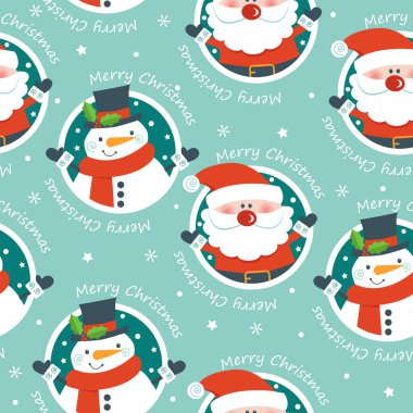 Çizgi film karakterleriyle kusursuz bir Noel deseni. 