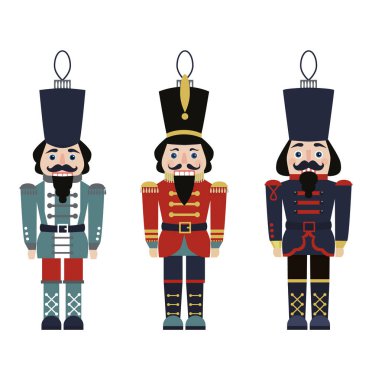 Noel ağacı süslemeleri. Fındıkkıran. Vektör illüstrasyonu