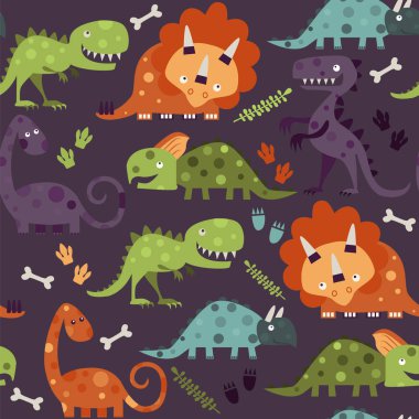 Seamless  pattern with colorfool dinosaurs.  clipart