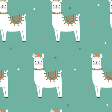Lama alpaca.Vector Illution. Kartlar, posterler, tişörtler ve davetiyeler için eşsiz bir tasarım. ambalaj kağıdı tasarımı