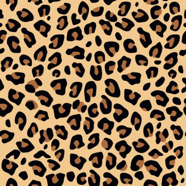 Seamless leopard texture, black and brown on gray with darker border. Vector clipart