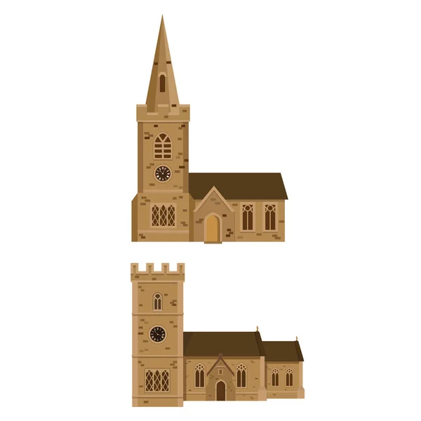 Deux Églises Angleterre Illustration Vectorielle — Image vectorielle