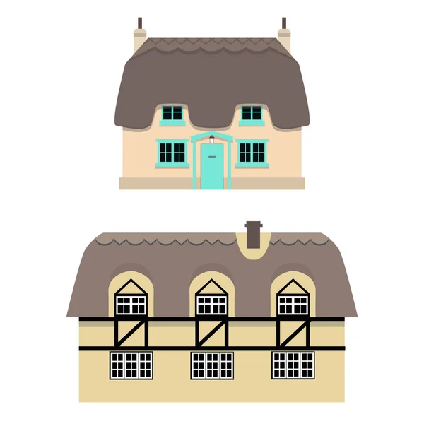 Sada Starých Domů Vektorová Ilustrace — Stockový vektor