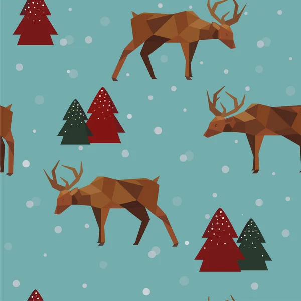 Patrón Navidad Sin Costuras Con Renos Árboles — Vector de stock