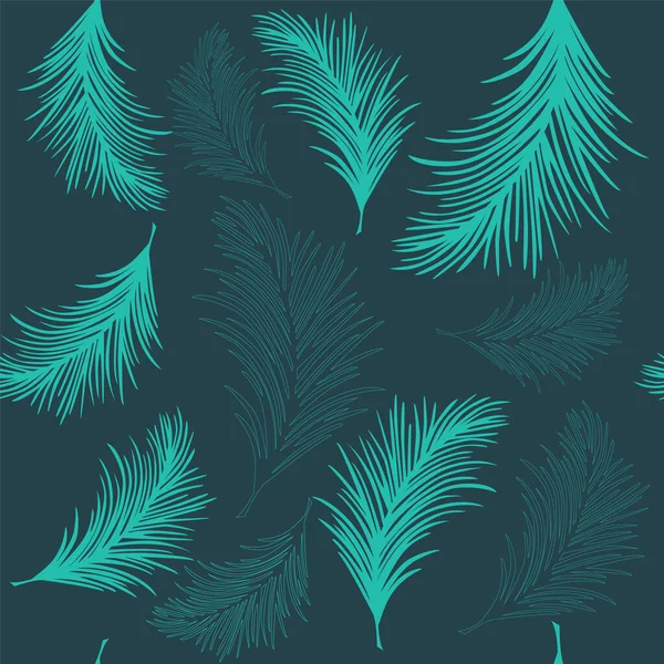 蓝色羽毛的无缝图案 — 图库矢量图片