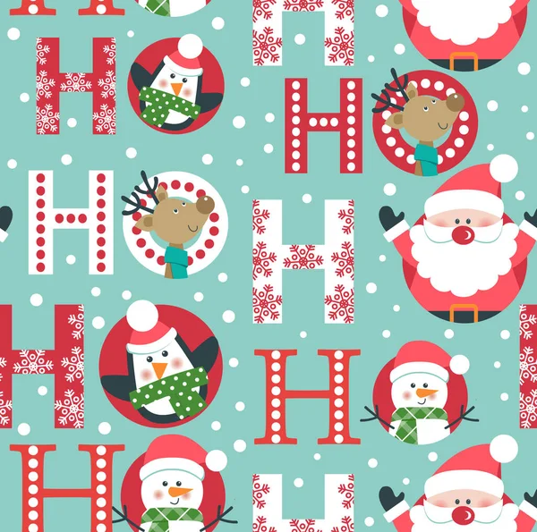 Fondo Patrón Inconsútil Hohoho Colorido Para Diseño Navidad Santa Claus — Archivo Imágenes Vectoriales