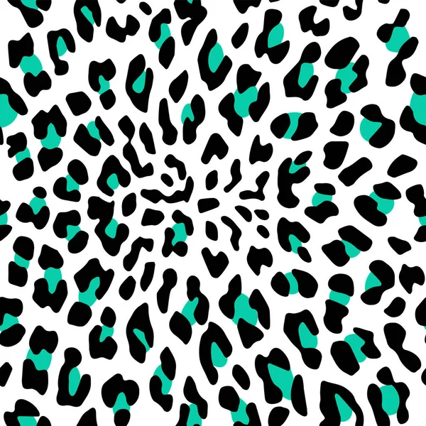 Modello Texture Leopardo Nero Verde Senza Cuciture Sfondo Bianco Illustrazione — Vettoriale Stock