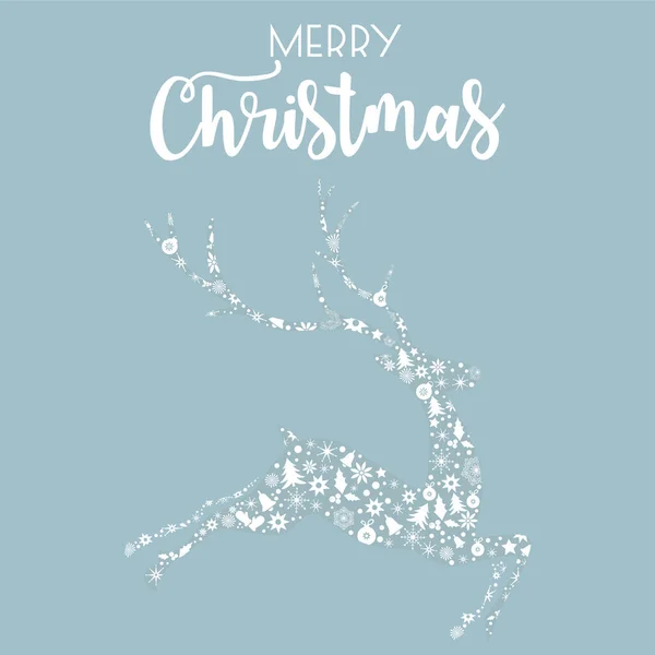 Christmas Card Reindeer White Pattern Snowflakes Trees Decorations Vector Illustration Royalty Free Stock Illustrations