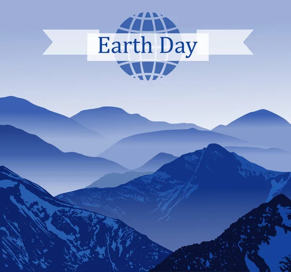 Earth Day Vector Illustration Earth Blue Mountains Stock Vector
