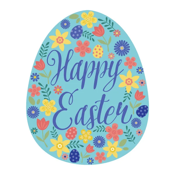 Happy Easter Card Egg Flowers Royalty Free Stock Vectors