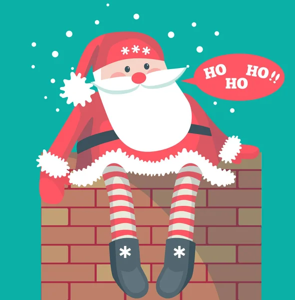 Card Santa Sitting Chimney Stock Illustration