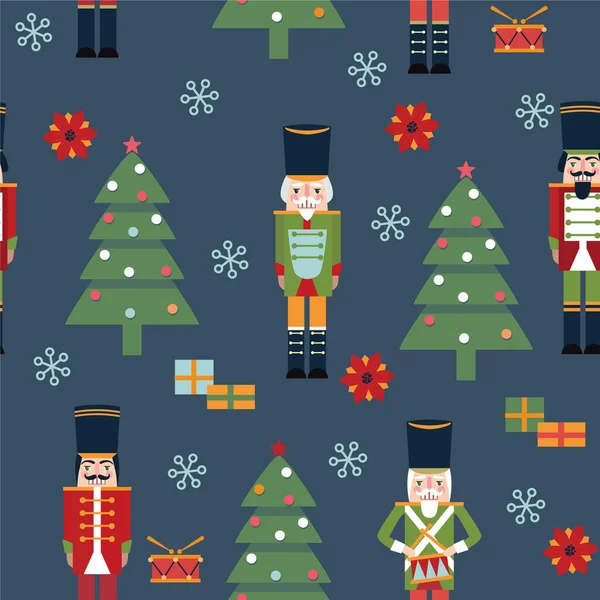 Vektor Nahtlose Muster Mit Weihnachten Nussknacker Geeignet Für Textilien Geschenkkarten — Stockvektor