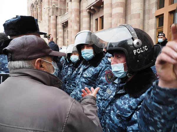 Kormányellenes Pashinya Ellenes Tiltakozások Jerevánban Török Azerbajdzsáni Terroristák Által Artsakh — Stock Fotó