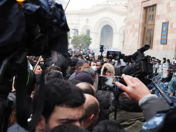 Protestas Antigubernamentales Antipashinianas Ereván Tras Guerra Agresión Los Terroristas Azerbaiyanos —  Fotos de Stock