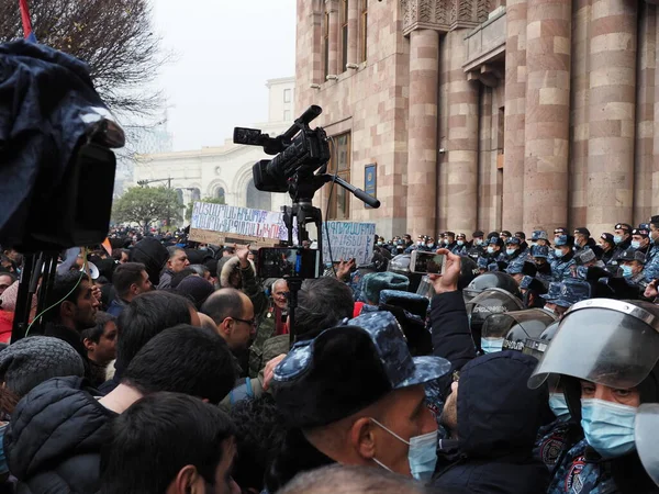 Governo Proteste Pashinyan Erevan Dopo Guerra Aggressione Dei Terroristi Azerbaigiani — Foto Stock