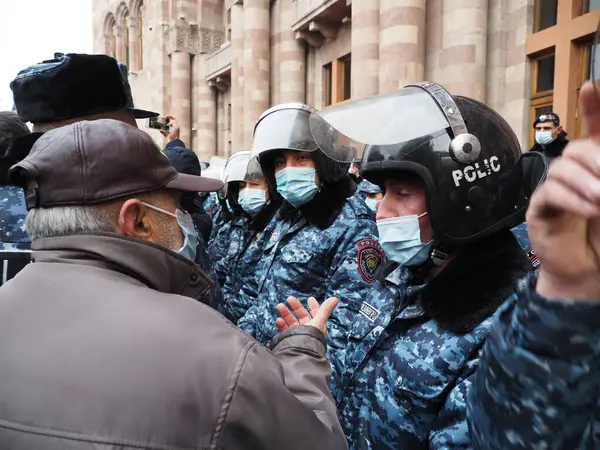 Governo Proteste Pashinyan Erevan Dopo Guerra Aggressione Dei Terroristi Azerbaigiani — Foto Stock